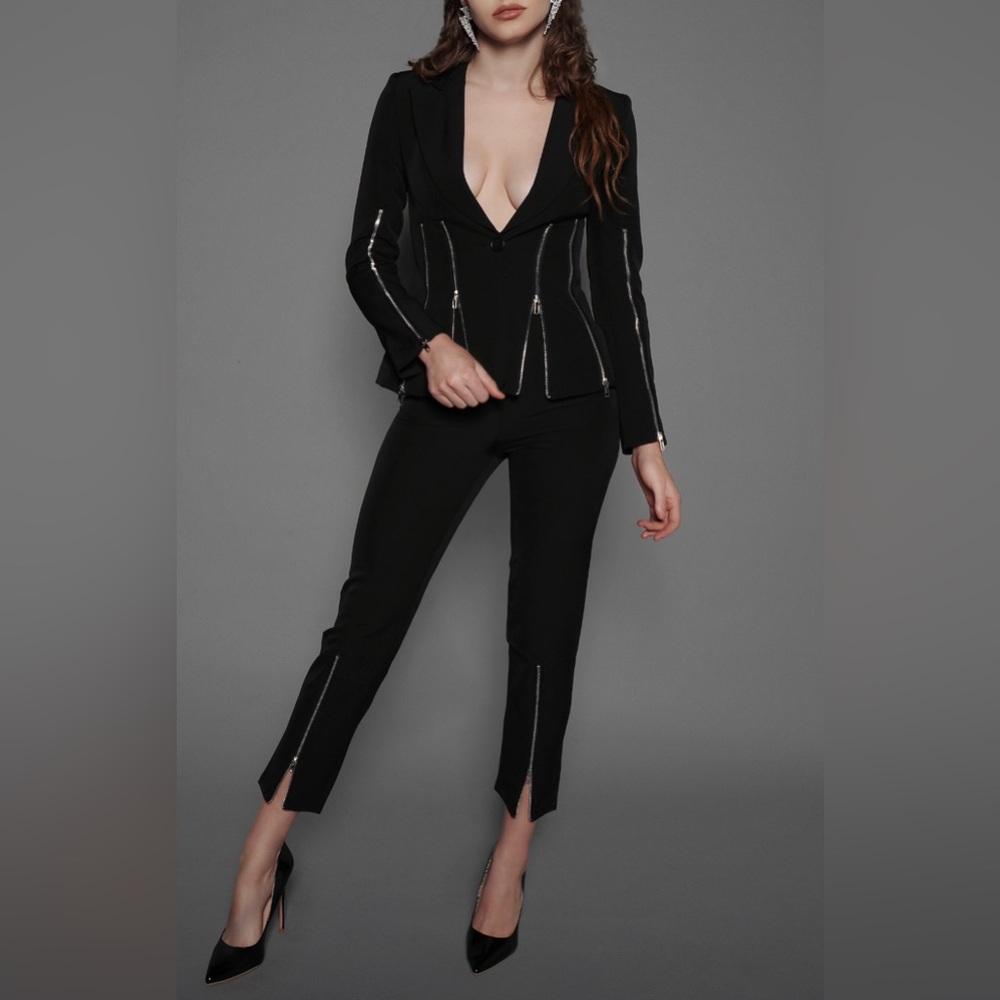Black Zipper Suit Set sz 00